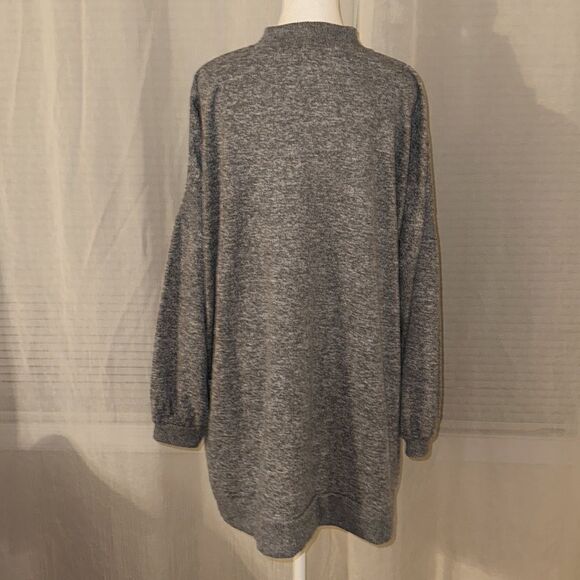 C&C California 2X Fine Knit Gray Heathered Light Weight Drop Sleeve Sweater - Picture 2 of 13